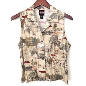 Harley Davidson Sleeveless Hawaii Viscose Blouse